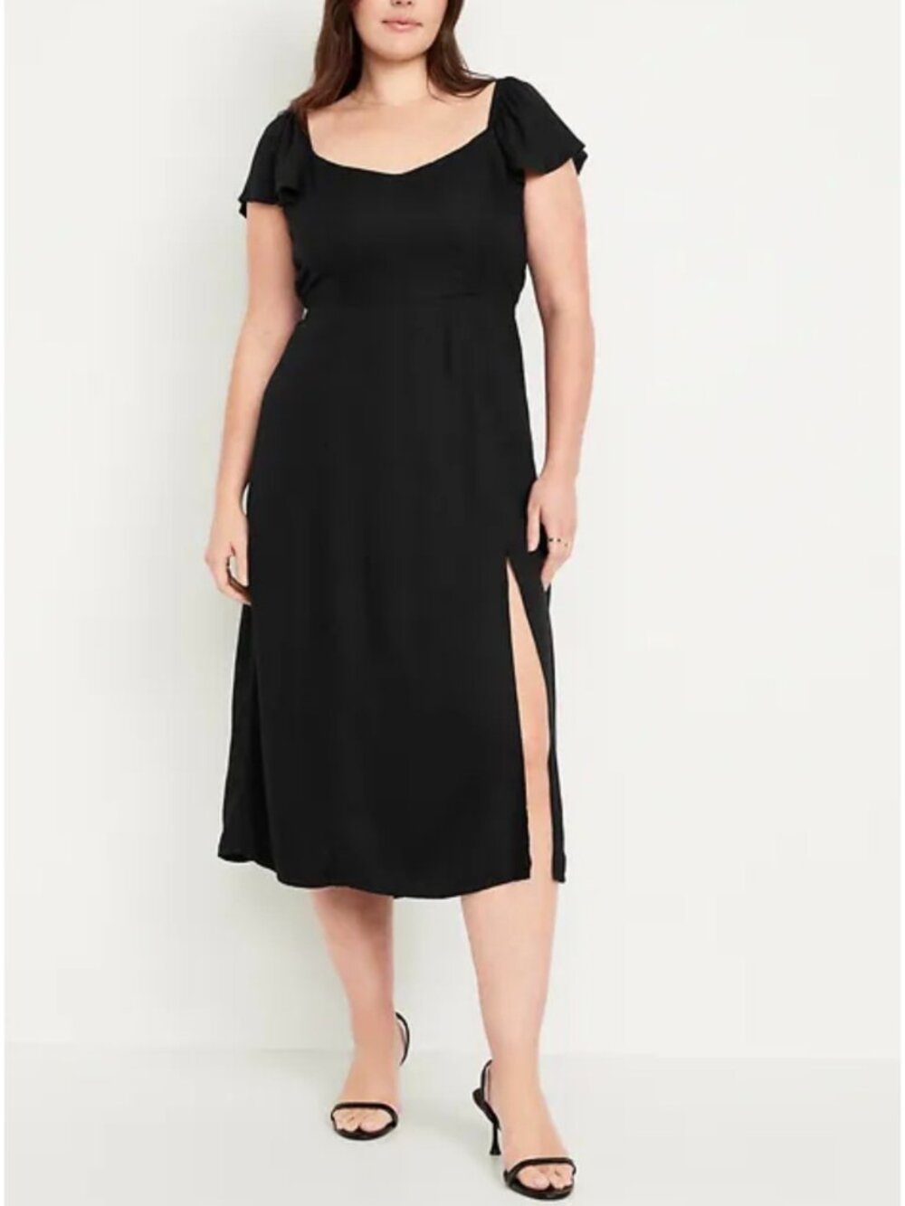 Old navy black flutter sleeve midi dress size 2x